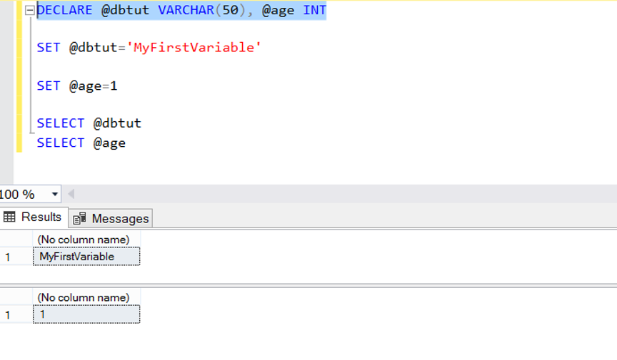 assign result to variable sql