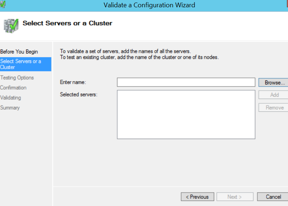 Cluster config. Validate. Validating Server Assets Rage MP. Failover Cluster how start open the New share Wizard.