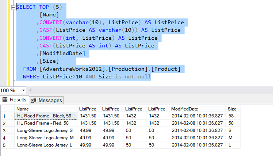 CAST And CONVERT Functions In SQL Server TSQL Database Tutorials